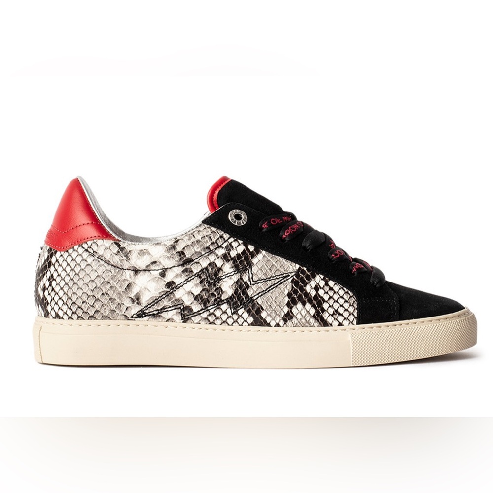 Women's Zadig & Voltaire ZV1747 Wild Low Top Snake Embossed Leather Sneakers